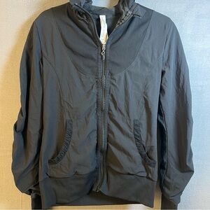 Lorna Jane Active Black Zip Up Ruched Athletic Jacket Sz Large